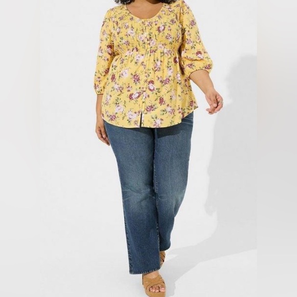 Torrid Yellow Floral Blouse - Picture 2 of 8